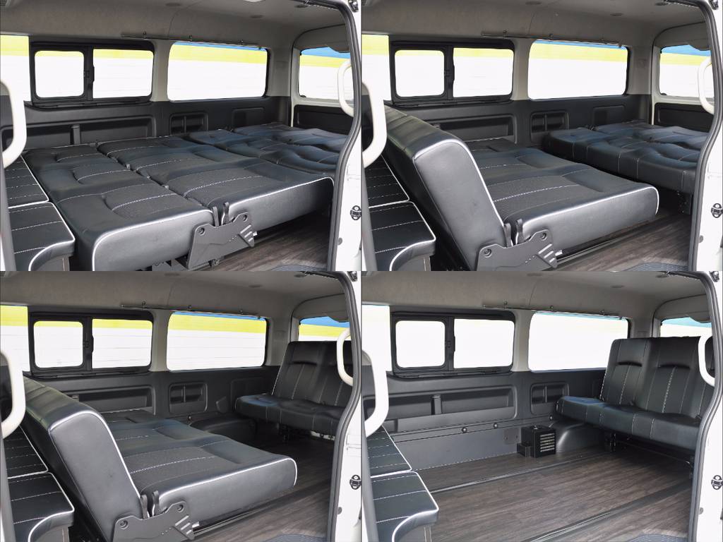 ２、３列目は大人3人がゆったり乗れるシートに変更済み！