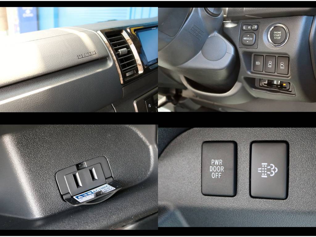 メーカーオプションのＳＲＳ助手席エアバッグ＆ＡＣ１００Ｖ電源＆両側パワースライドドアも装備！