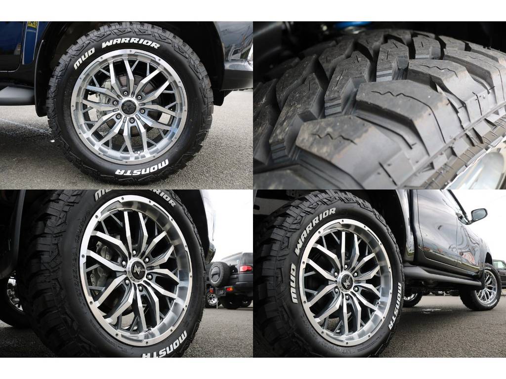ＭＩＤガジェット２０inchアルミホイール＆ＭＯＮＳＴＡ　ＭＵＤ　ＷＡＲＲＩＯＲの組み合わせ★レジャーシーンにもシティーユースにも似合う、４ＷＤらしいデザインです♪