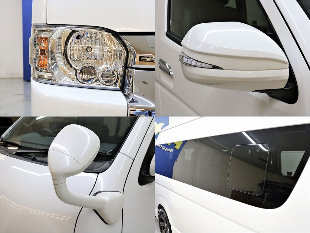 ＬＥＤヘッドランプ、AVESTウィンカーミラー、ガッツミラー同色施工、小窓付きです！