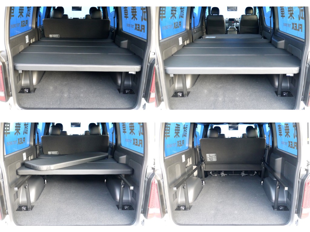 車中泊に便利なオリジナルベットキットは高さ調整機能付！！ベットマットの取り外しもできますよ☆