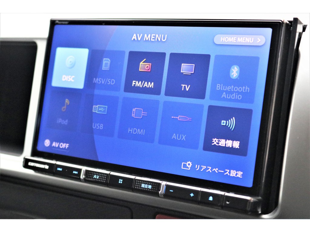 カロッツェリア８インチＳＤナビ搭載！！Bluetooth、フルセグ、ＤＶＤ再生可能！