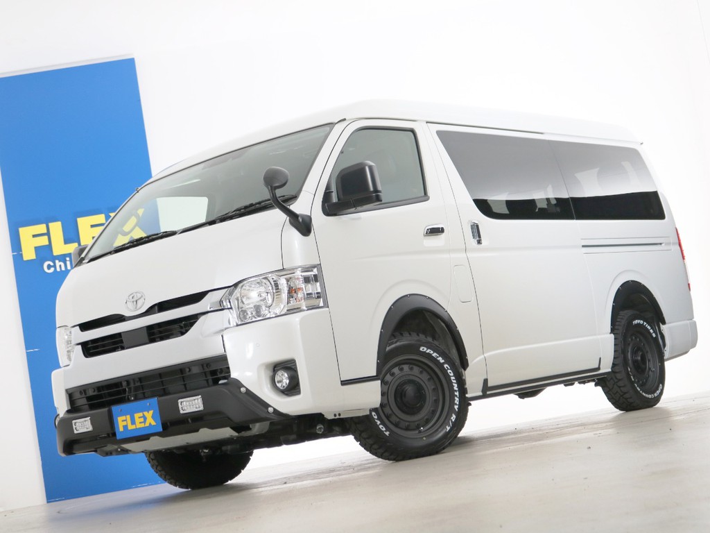 新車未登録　ハイエースワゴンＧＬ　１０人乗り３ナンバー登録　ガソリン４ＷＤ　寒冷地仕様　ＦＬＥＸオリジナル内装アレンジ【Ｖｅｒ１　ＤＥＮＩＭ】　ワイルドカスタムＰＫＧ！