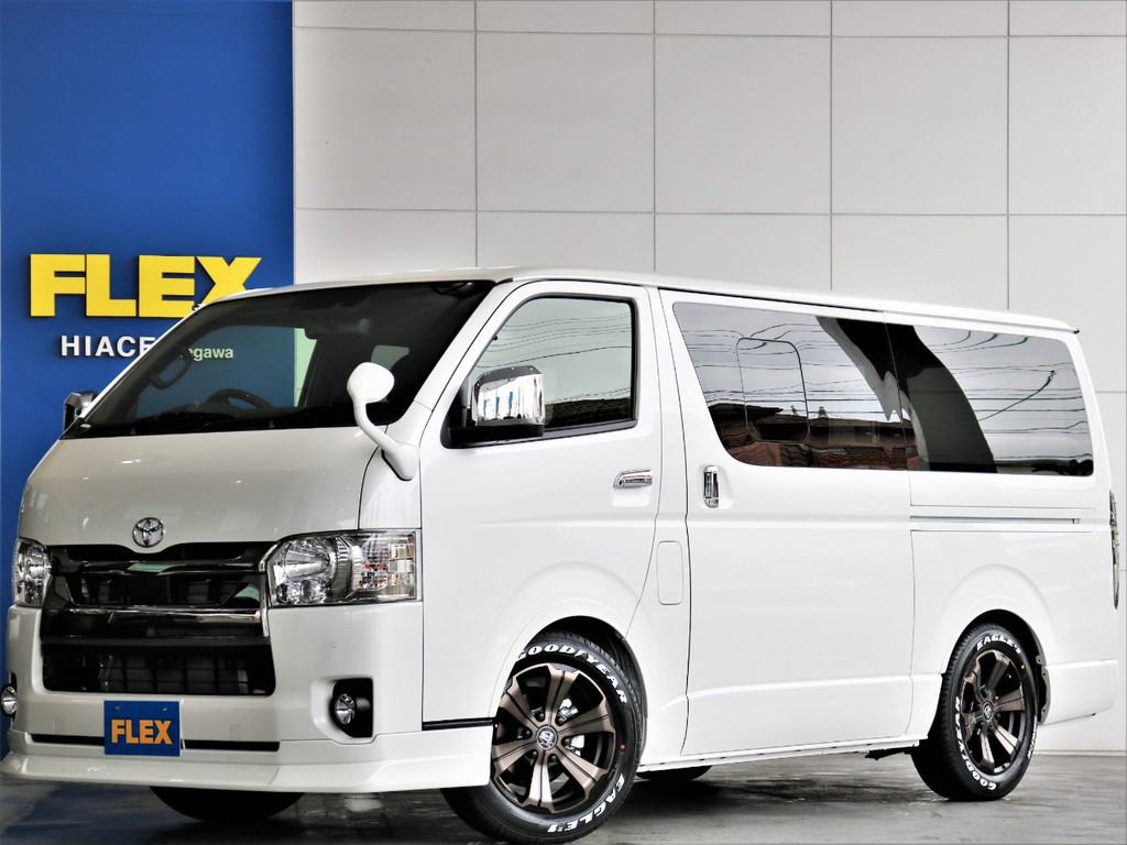 新車　ハイエースS-GLダークプライムⅡ　ガソリン２WD　おシャレ内装♪素敵なバンライフを！！ベッドキット　フリップダウンモニター完備！！