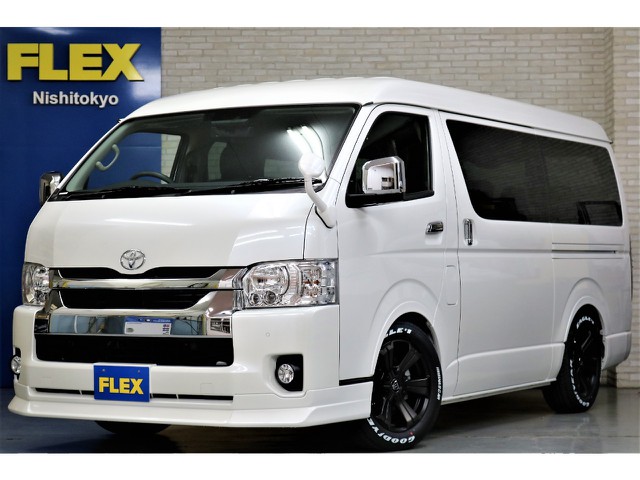 新車ハイエースワゴンＧＬアレンジＡＳシート施工ツインナビパッケージ装備フレックスオリジナルパーツ多数装備済みの１台入庫！！