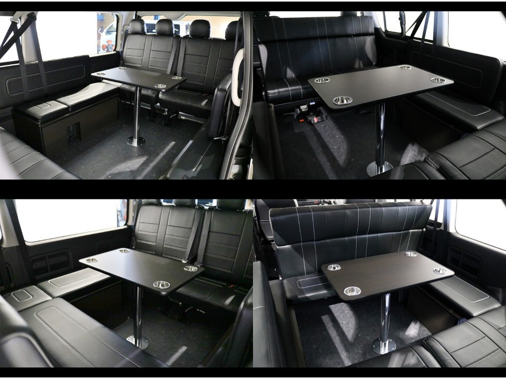 センターテーブル（脱着式）を囲み楽しい車中泊も間違いなし！！！