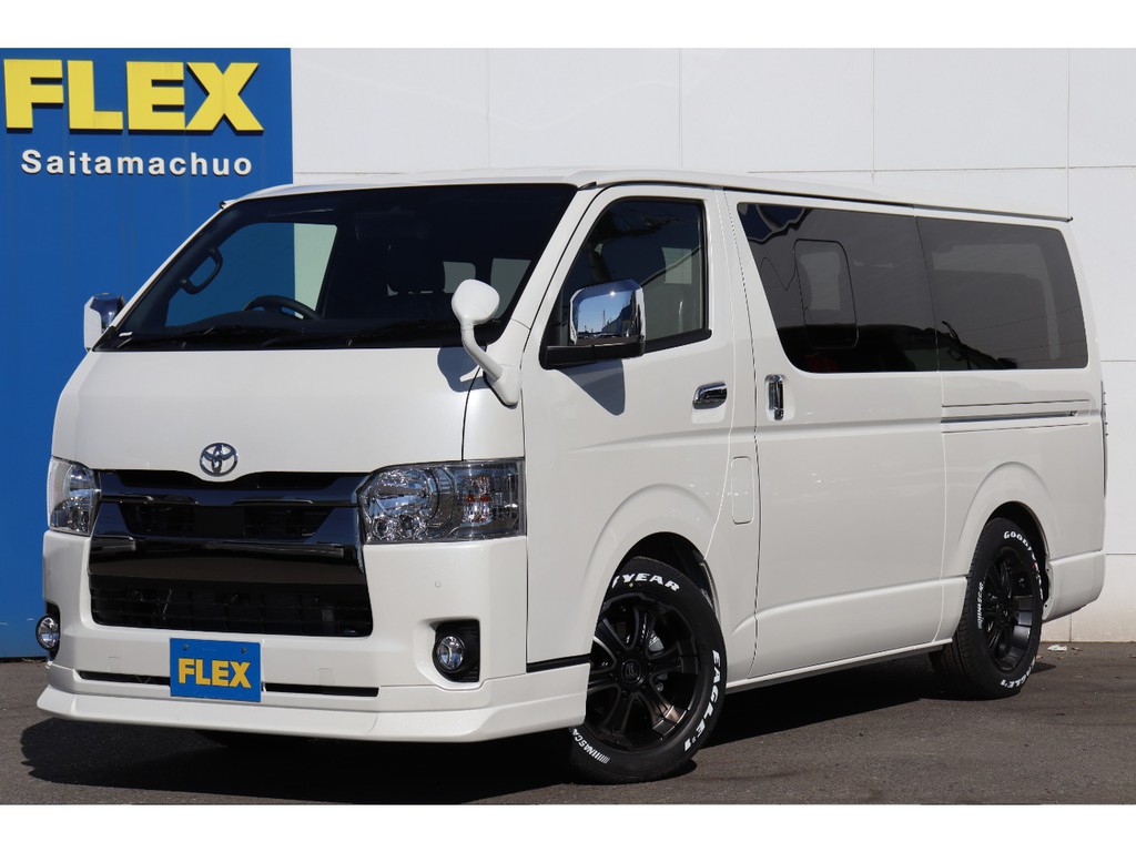 新車/ハイエースVダークプライムⅡ2000跳ね上げ式ベットキット搭載　小窓付きスライドドア