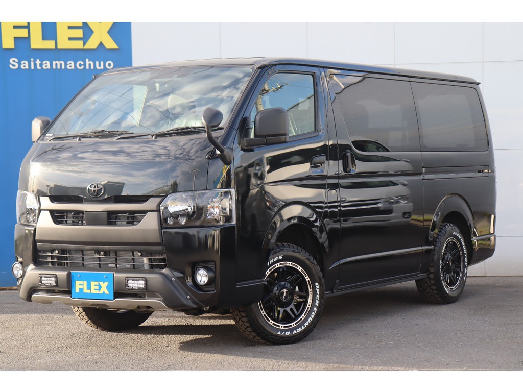 新車ハイエースＶダークプライムⅡ2800クリーンディーゼル４ＷＤ　オフロードパッケージ/ブラックエディション　高さ調整式ベットキット付　両側自動ドア