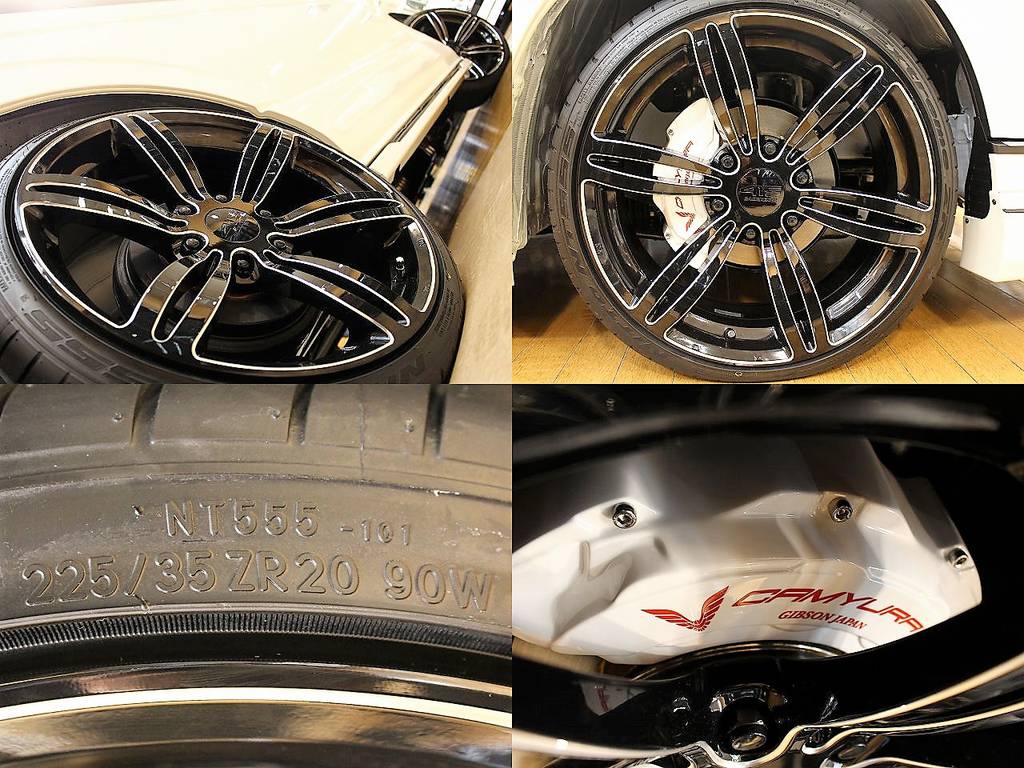 フルエアロに合わせてホイールも２０ｉｎｃをチョイス！新品４１５コブラバッドラッカー！ホイールの隙間から見えるギブソン・カミュラのキャリパーカバーがおしゃれにかっこよく決まってます！
