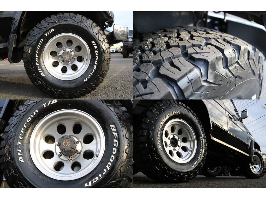 ジムライン１６インチアルミホイール＆ＢＦグッドリッチ２８５ＫＯ２をセレクト！定番の組み合わせですが、良いモノはいつの時代になっても良いですよね★タイヤは【新品】をご用意しました♪