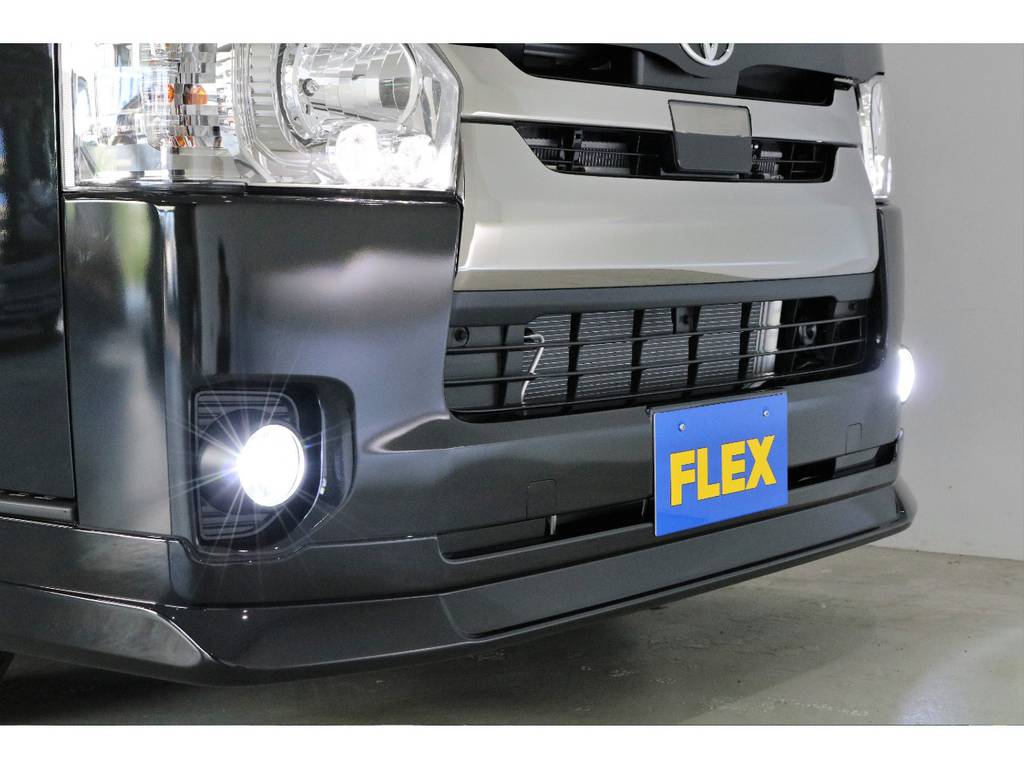 新品FLEXオリジナルフロントリップスポイラー＆LEDフォグライト