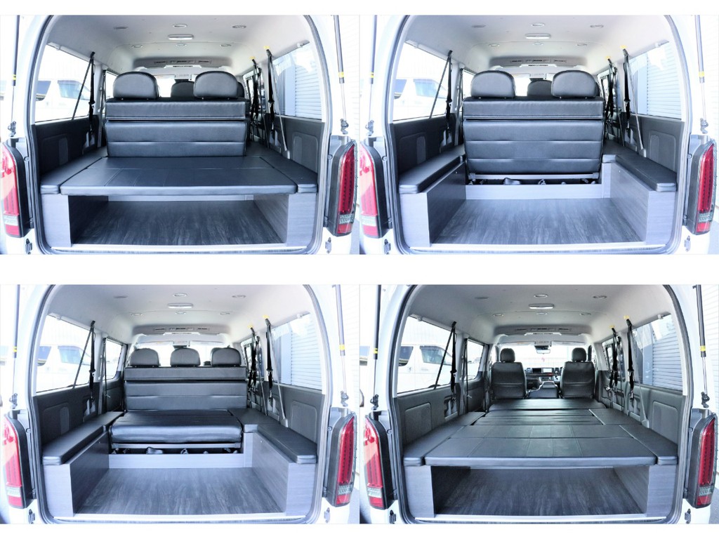 様々なシート展開が可能な内装架装車です