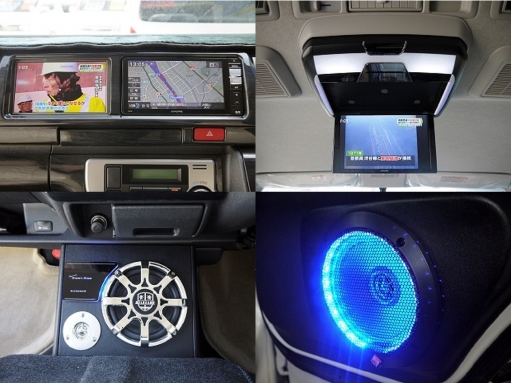 アルパイン７００Ｗ－ＨＩ地デジナビ＆アルパインサブモニター＆アルパインフリップダウンモニター＆ロックフォードスピーカー！