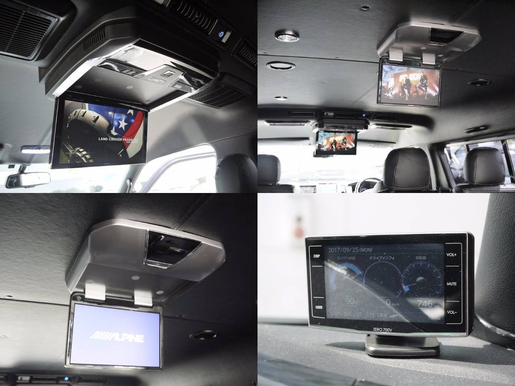 ＡＬＰＩＮＥ４モニター！！ＢＩＧＸ８インチナビ・サブモニター・１２インチフリップダウンモニター・１０インチフリップダウンモニターの豪華パッケージ！バックカメラもナビ連動済み！