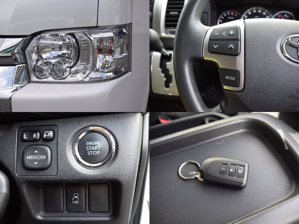 新車時メーカーオプションのＬＥＤヘッドライト・プッシュスタート＆スマートエントリー・パワースライドドア・ステアリングスイッチを完備！メーカーオプションも充実！