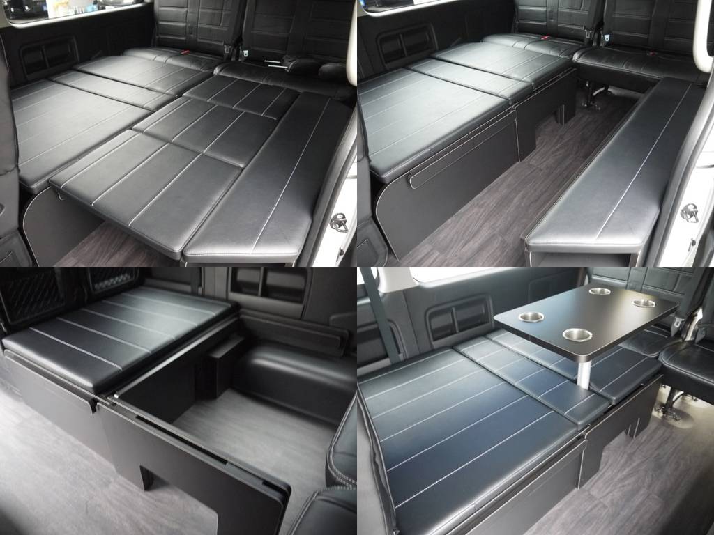 付属のマットを使ってフルフラットベッドにアレンジすることで、車中泊もお楽しみいただけます。