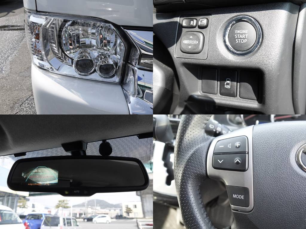 新車時メーカーオプションも充実！ＬＥＤヘッドライト・プッシュスタート＆スマートエントリー・ステアリングスイッチ・バックカメラ内臓自動防眩ミラーも完備！
