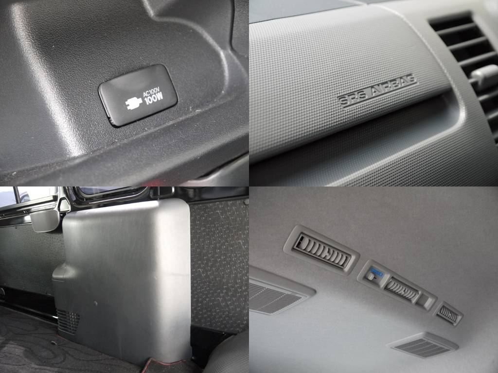 新車時メーカーオプションも充実！ＳＲＳエアバッグ・ＡＶ１００Ｖ電源・リアクーラー・リアヒーター・特設ブラック２０２！