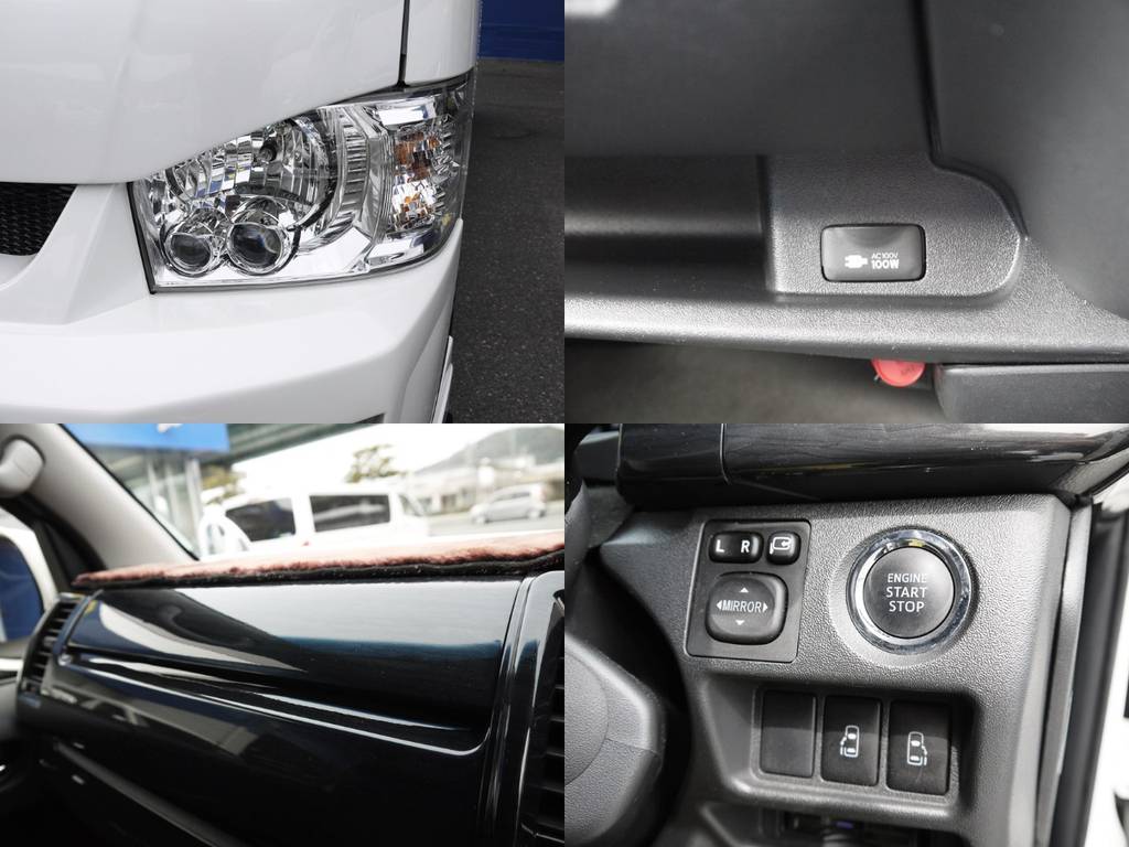 新車時メーカーオプションも多数完備！ＬＥＤヘッドライト・両側自動ドア・プッシュスタート＆スマートエントリー・ステアリングスイッチ・ＡＣ１００Ｖ電源・ＳＲＳエアバッグ！
