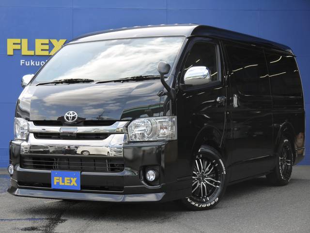 未登録新車ハイエースワイドＤＡＲＫＰＲＩＭＥⅡ２．８ＤＴ２ＷＤ。ＦＬＥＸオリジナルパーツにてカスタムコンプりーとした【カスタムＰＫＧ】完成！