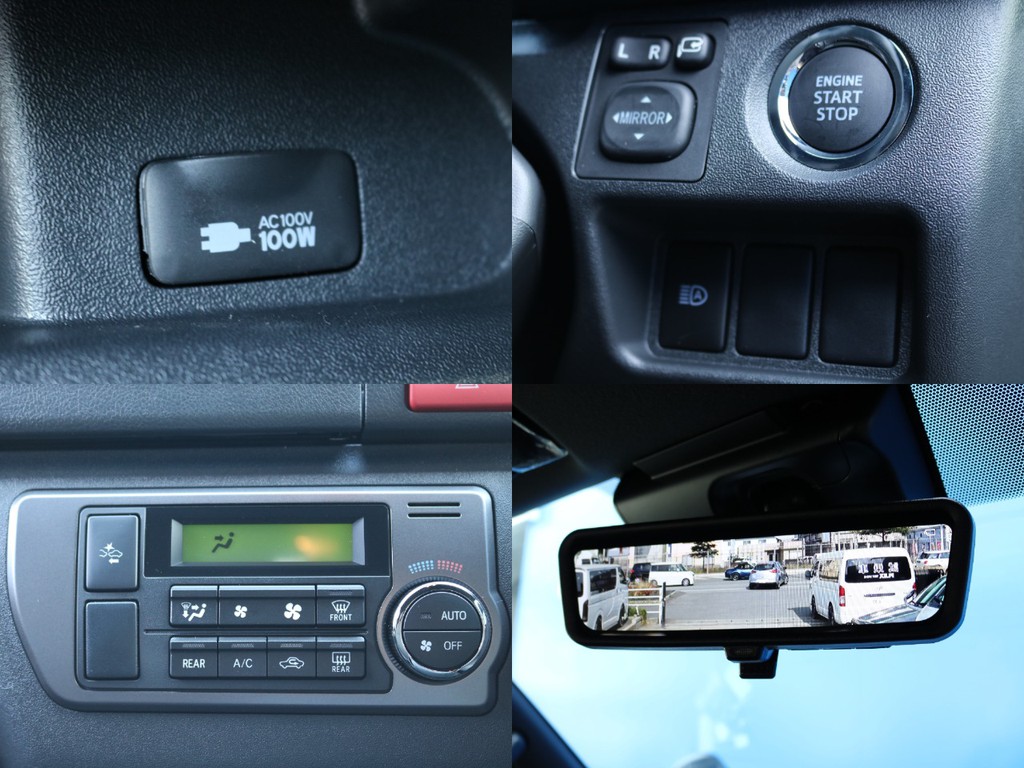 AC100コンセント・プッシュスタート＆スマートエントリー・オートエアコン・デジタルインナーミラー
