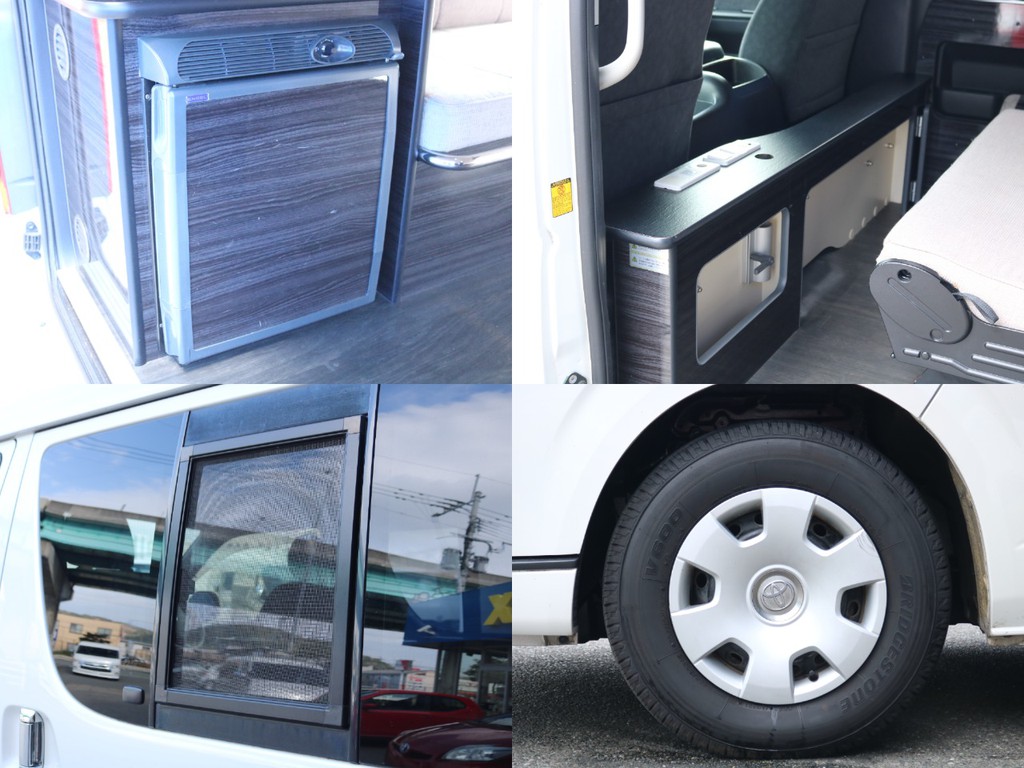 セカンドテーブル・冷蔵庫・換気もバッチリできる窓付☆車内で快適に過ごせる装備が盛り沢山♪
