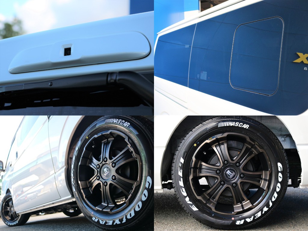 足回りにはFLEX ワイルドディープスデ　17inchAW（専用カラー)＆グッドイヤーナスカーホワイトレタータイヤをインストール☆