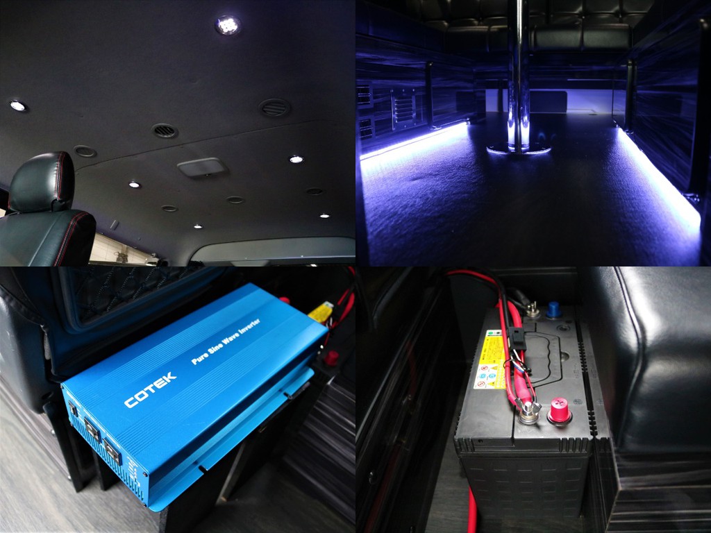 車内を豪華に演出するＬＥＤ間接照明・天井ダウンライト完備！サブバッテリー・インバーターも搭載されているので、装備も充実しております☆