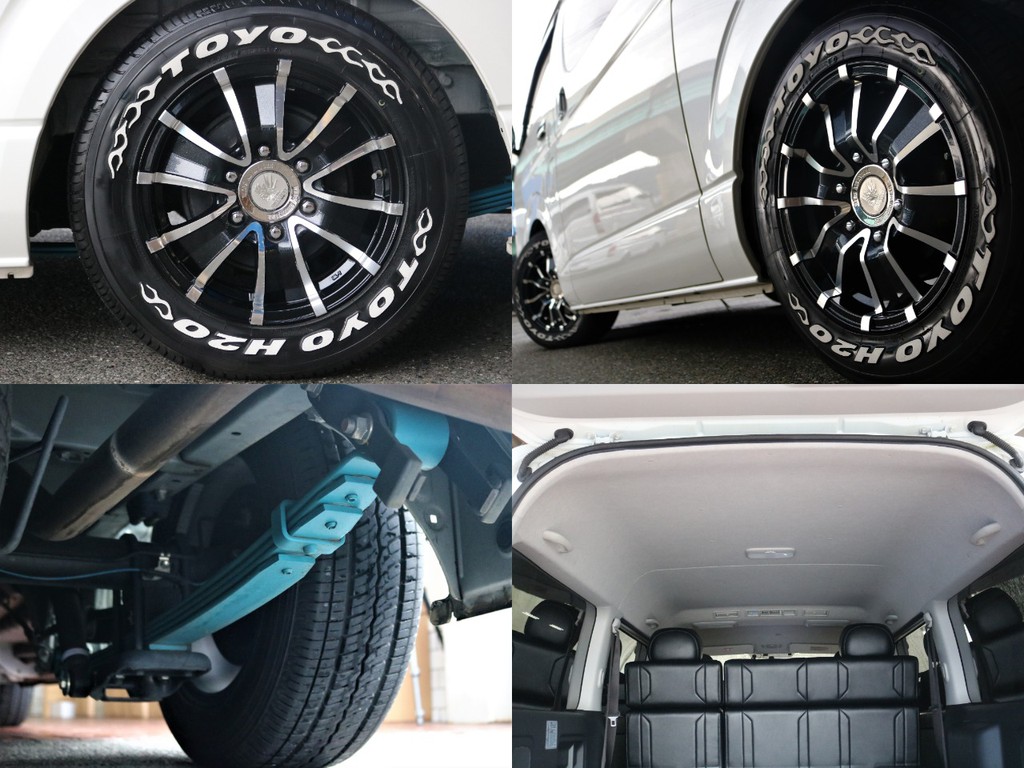 マッコイズ１７inchＡＷ＆TOYOタイヤ Ｈ２０が装着されており、さらに足回り強化アイテムも装着済み☆足回りのカスタムも充実した一台！車内後方には３ｒｄアシストグリップも装着されております！