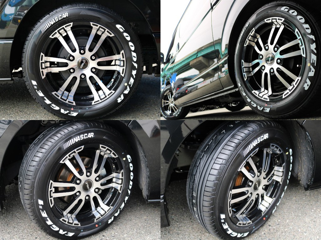 足廻りにはＦＬＥＸ ＤＥＬＦ０２　１７インチＡＷ・グッドイヤーナスカーホワイトレタータイヤをインストール☆