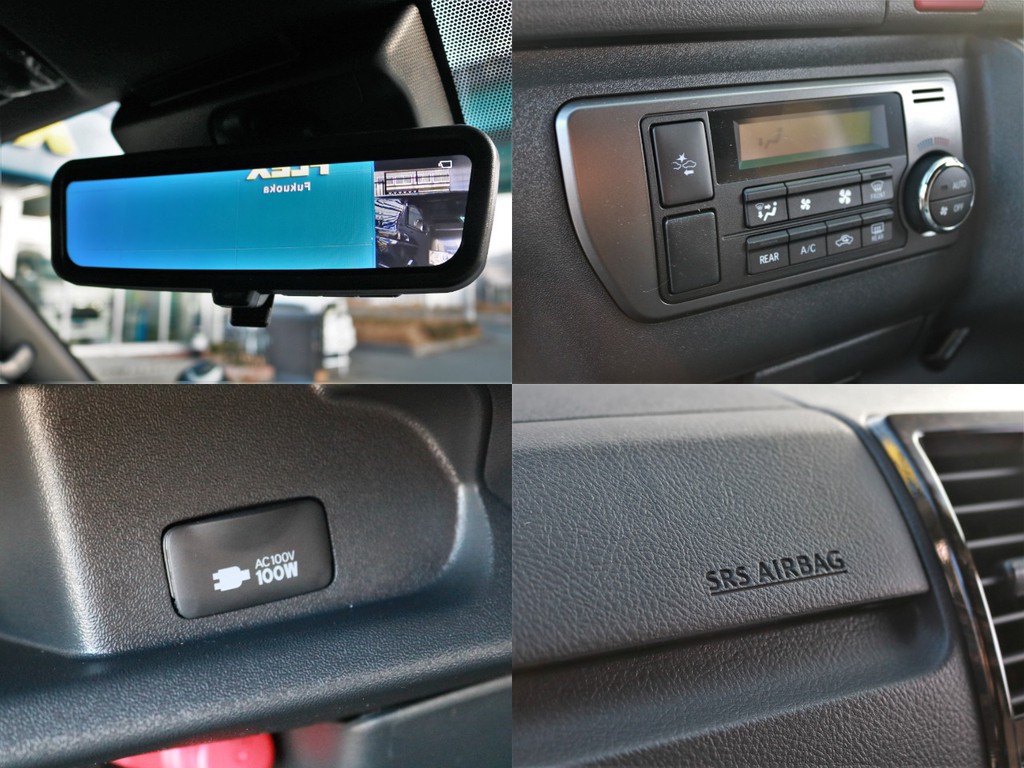 新車時メーカーオプションのＡＣ１００Ｖアクセサリーコネクタや見づらい後方も鮮明に確認出来て安心！デジタルインナーミラー搭載！