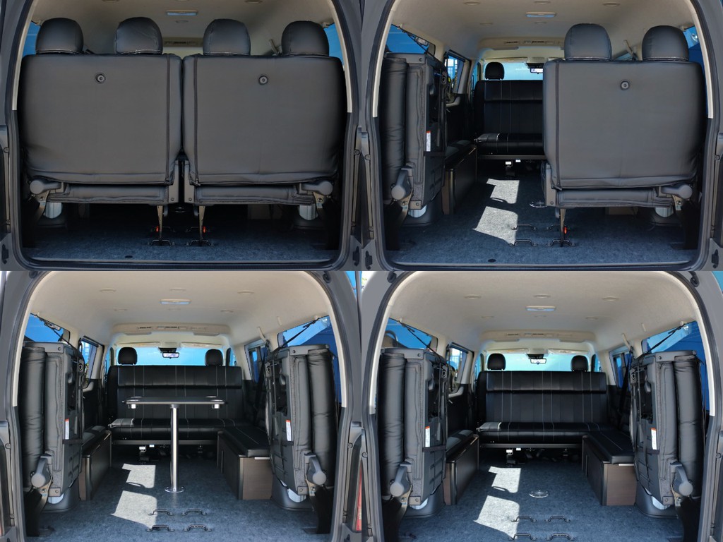 リヤハッチを開くと10人乗りワゴンなのに十分な荷室スペースが確保可能です！　4列目シートは簡単に跳ね上げ収納する事が出来ます。