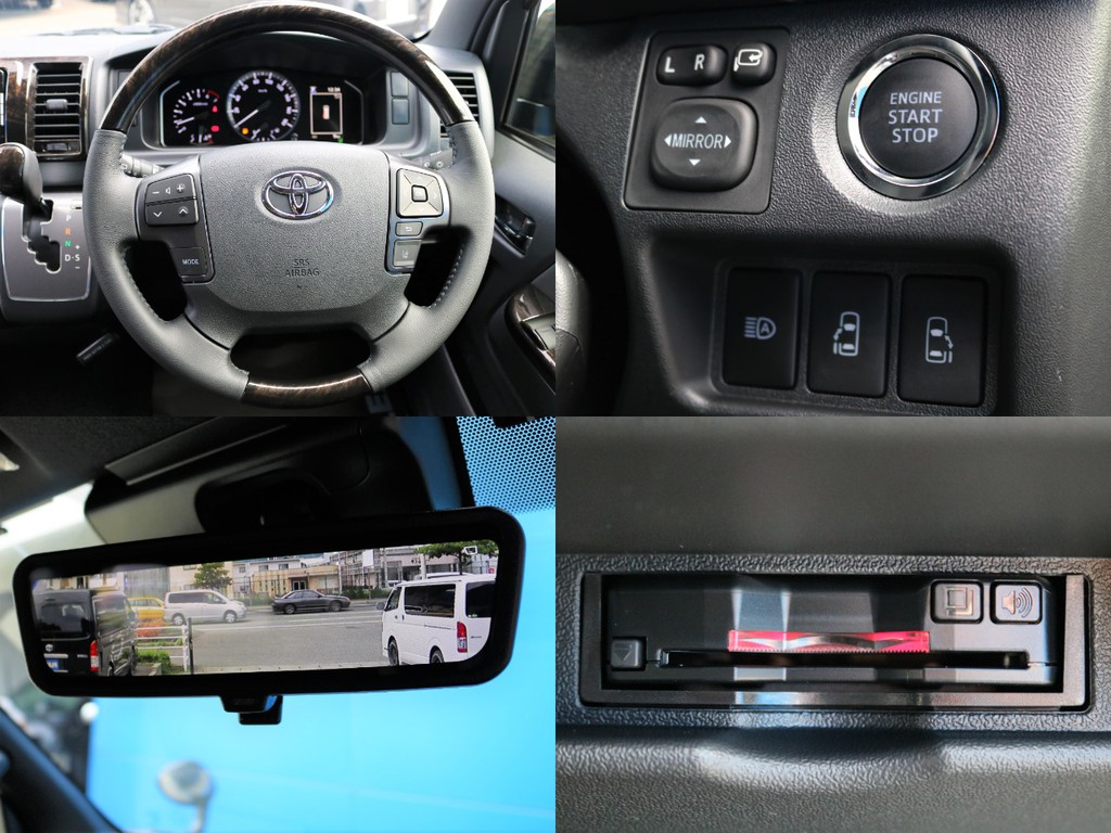 ダークプライムⅡ特別仕様車なので専用の茶木目本革巻きステアリン＆ステアリングリモコンも完備！　ハンドルから手を放す事無くオーディオの音量やTVのチャンネルを変える事が可能です！