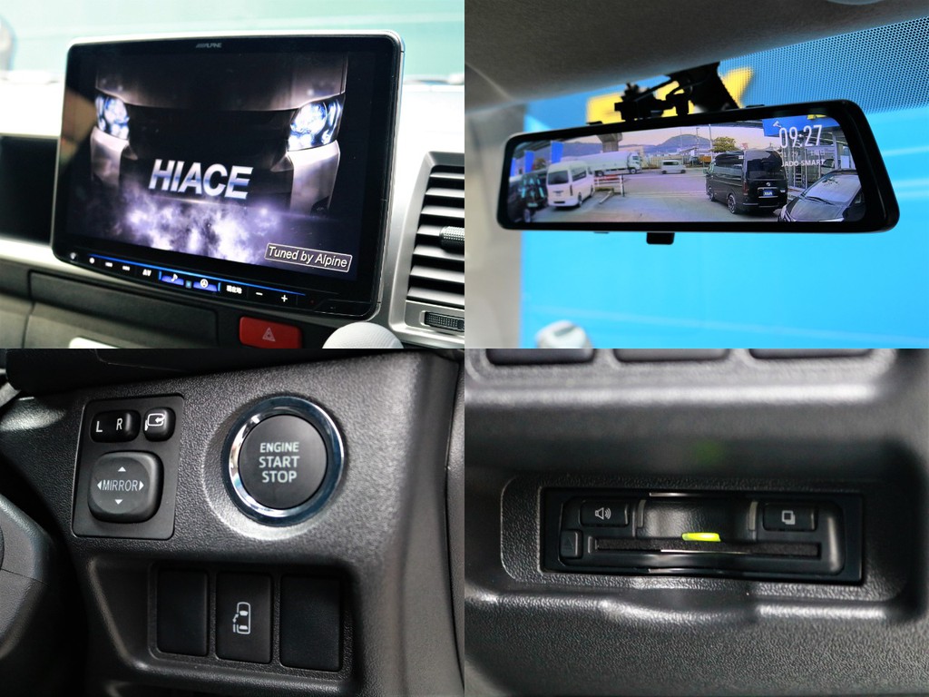 アルパイン１１型フローティングナビやデジタルインナーミラー（ドラレコ内蔵型）も搭載！バックカメラ連動しているので、後方確認の際も安心の装備です！