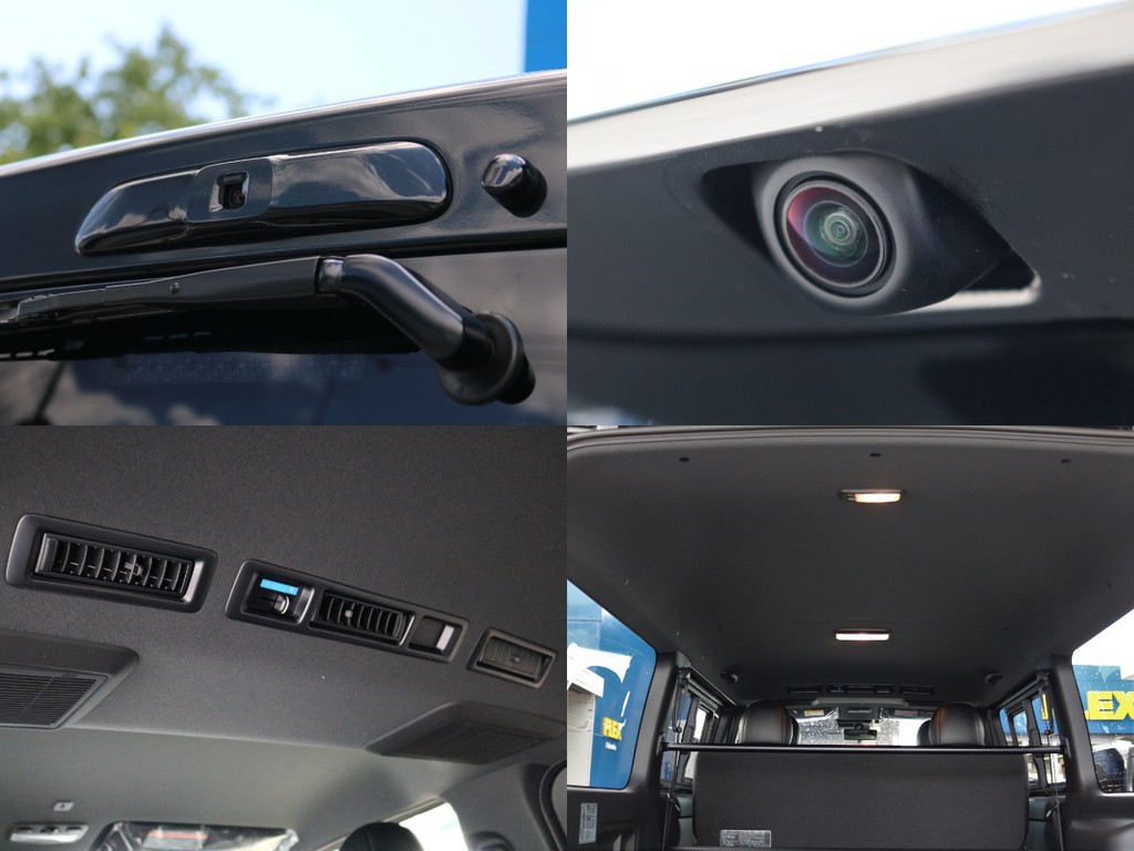 ダークプライム専用のブラックルーフ＆ブラックピラーが装着されています！　車内全体に高級感が漂っています。ナビ連動バックカメラや見づらい後方も鮮明に確認出来て安心のデジタルインナーミラー搭載！
