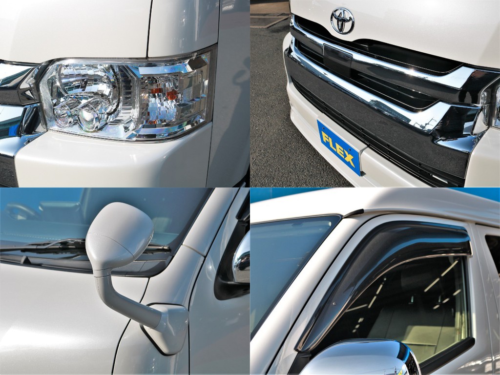 メーカーオプションのLEDヘッドライトを完備！　夜道を明るく照らしてくれます。その他ガッツミラー同色加工・サイドバイザー等カスタムも充実☆