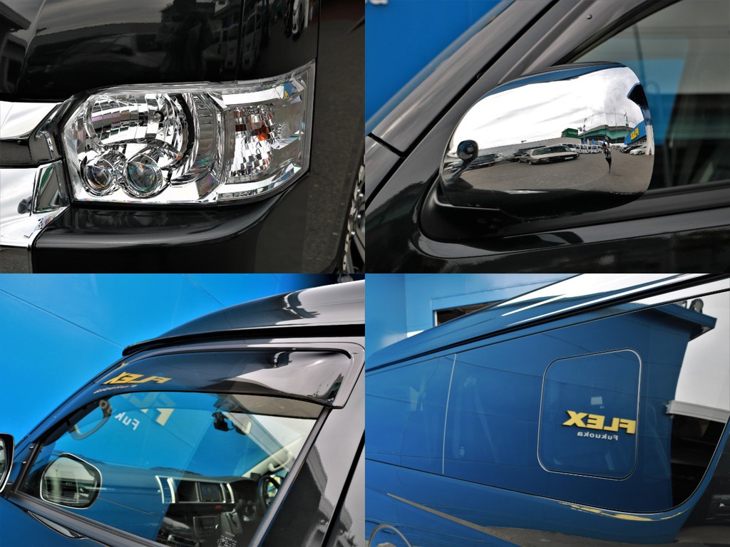 メーカーオプションのLEDヘッドライトを完備！　夜道を明るく照らしてくれます。雨の降り込みや日差しの入り込みを防いでくれるサイドバイザーも装着済み！