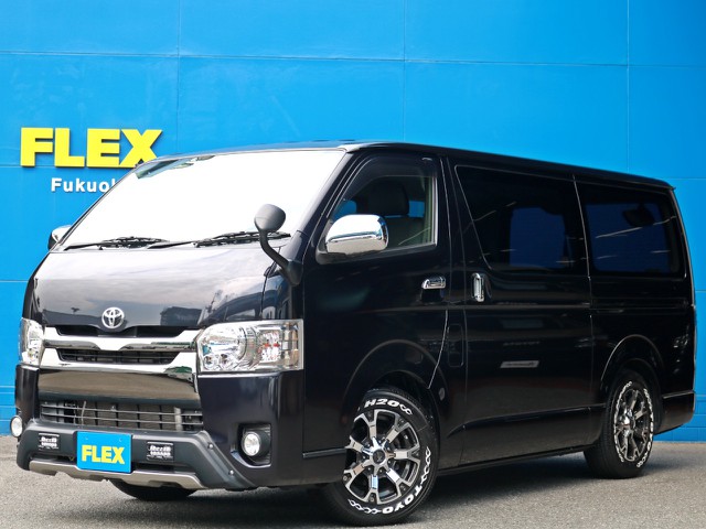 ☆厳選中古車☆　H28年式ハイエースバンディーゼル２WDダークプライム両側パワスラ付き！ 希少ブラックパールカラーでカスタム多数！　TRDバンパーやシグマブラックテールという豪華パーツも装着済みです！