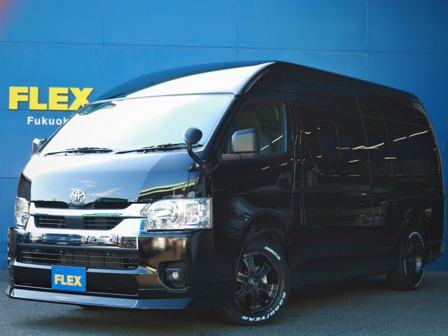 ☆未登録新車☆特設ブラック！全国的に希少な新型ハイエースバン2.8ディーゼルスーパーロングを人気のFLEXアイテムでカスタムパッケージにしました！ ダブルエアコンなどメーカーオプションも充実！
