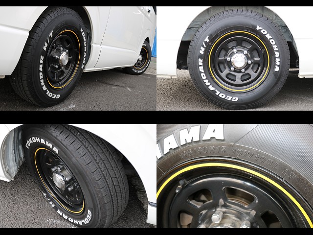 車検対応品の１５インチホイール＆ジオランダーＨＴ　１９５/８０Ｒ１５　ＬＴタイヤ装着！