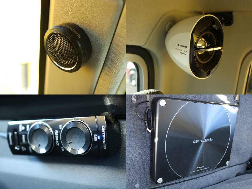 カロッツェリア製ウーファーやツイーター、サテライトスピーカーと音響面も抜かりなし！車内はライブ会場さながらの臨場感です♪