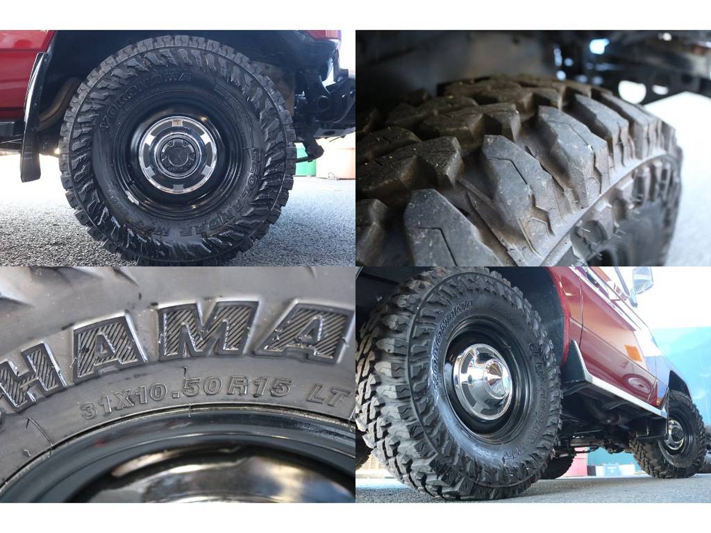 トヨタ輸出用スチールホイール＆ＹＯＫＯＨＡＭＡジオランダーＭ／Ｔのセット★７０系には非常に似合う４ＷＤらしさ全開の組み合わせです♪