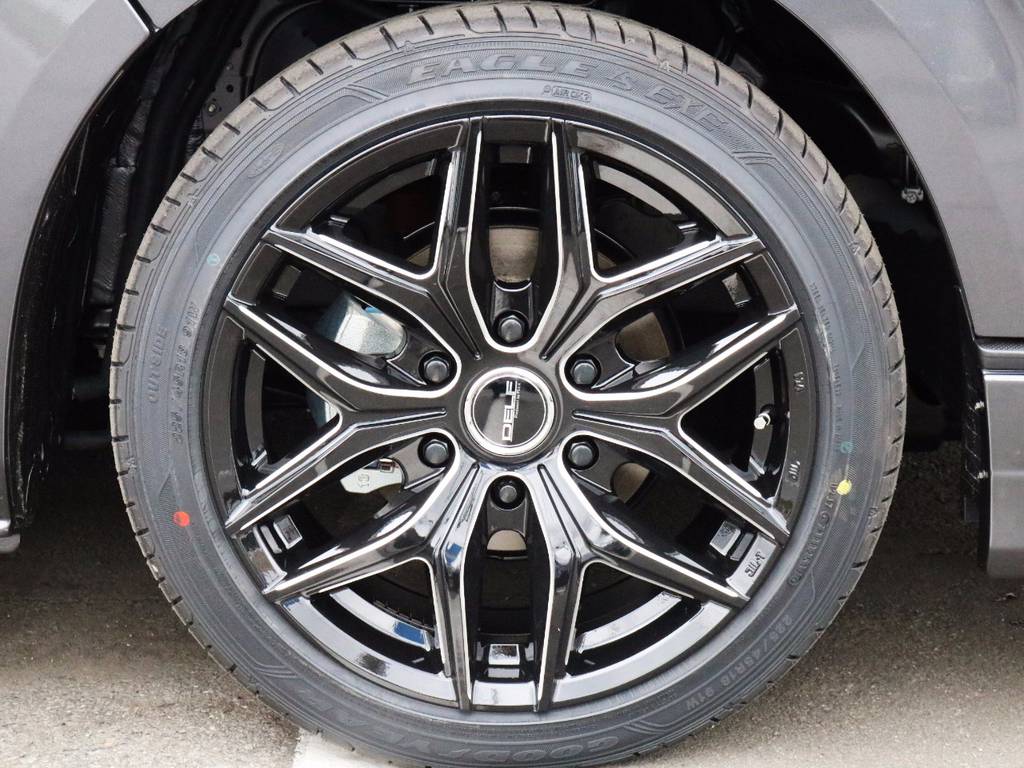 デルフ０１ブラックミーリング１８インチアルミホイール、国産タイヤグットイヤー、ＬＳエグゼ！