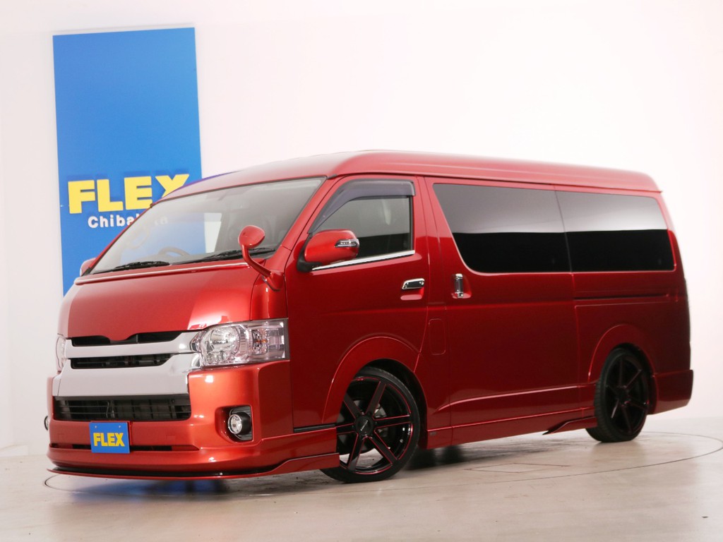Ｈ２７年　買取直販　１．７万ｋｍ　ハイエースワゴンＧＬ　ガソリン２ＷＤ　１０人乗り３ナンバー登録　キャンディーレッド全塗装　レガンスフルエアロコンプリート！