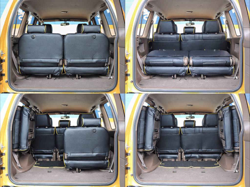 ３列目シートはご覧の手順で格納が可能です！５名乗車+荷物の積載も何のその♪