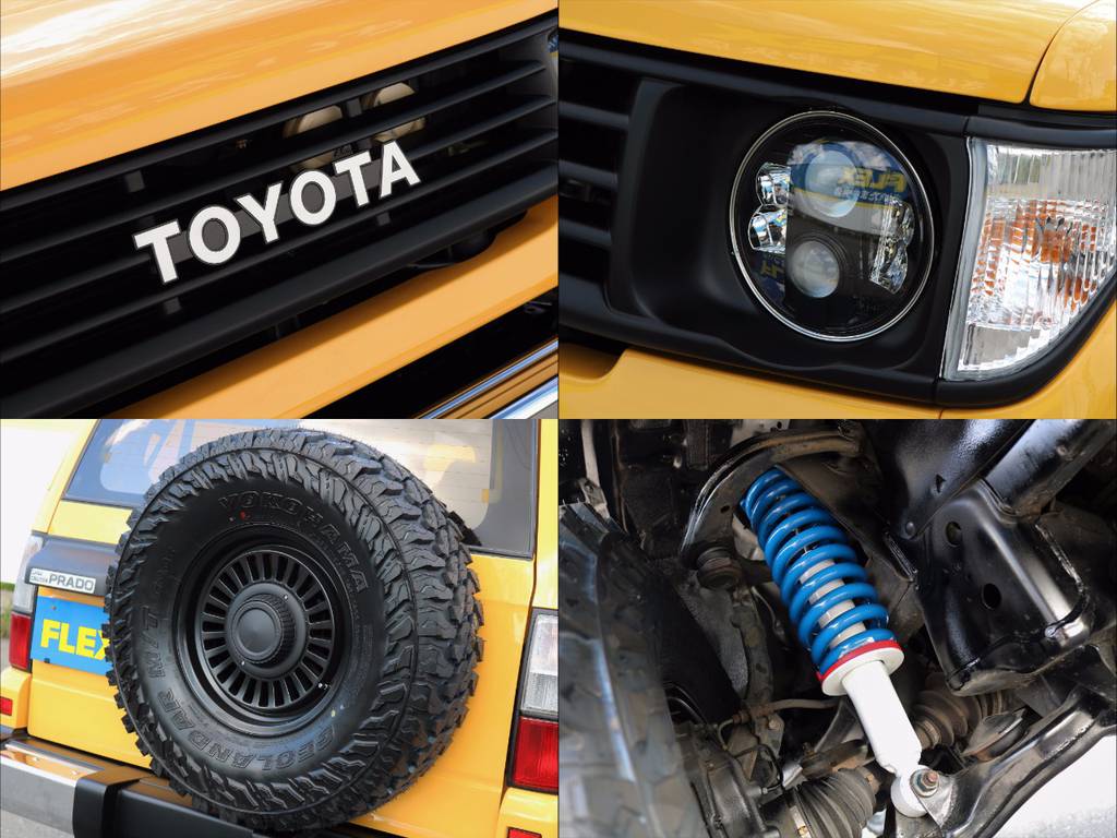 ポップな丸目ヘッドランプ×ＴＯＹＯＴＡグリル！街中での扱いやすさに定評ある９５プラドを、まるで旧車を所有しているかのようなクラシックなスタイルに仕上げました！！