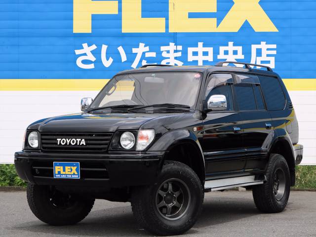 【買取直販】９５プラド３．４リッターＶ６ガソリン車★ブラックペイント済み車両を人気の丸目ヘッドライトへ換装！！タイミングベルト交換済みで安心してお乗り頂けます♪