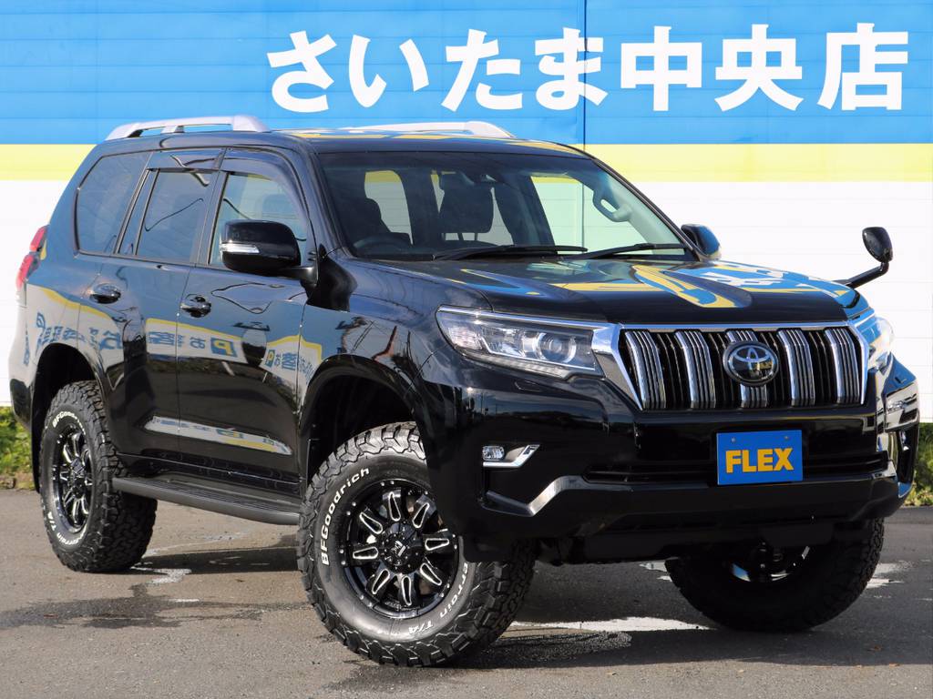 ＦＬＥＸ２インチＵＰコイル＆オフロードタイヤ・アルミホイールを新品装着！やっぱりプラドにはこのスタイルが似合いますね☆