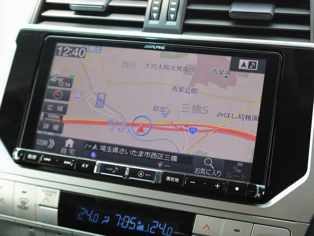 LAND CRUISER PRADO専用設計のALPINEビッグＸ９インチ大画面ナビを新品装着しました(^^♪　バックカメラ＆ＥＴＣももちろん完備！