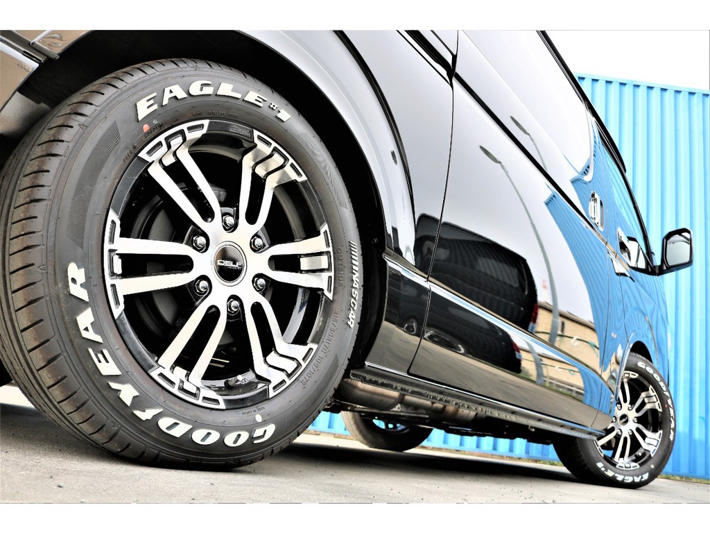 ２インチローダウン、ＦＬＥＸフロントスポイラー、ＦＬＥＸオーバーフェンダー、ＦＬＥＸホイールＤＥＬＦ０２、グッドイヤーナスカータイヤ♪